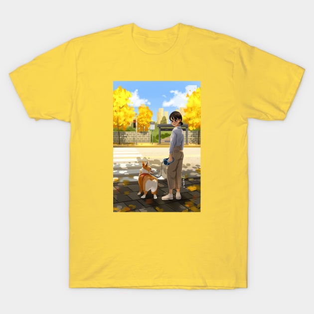 A walk with the dog T-Shirt by Gyong_D